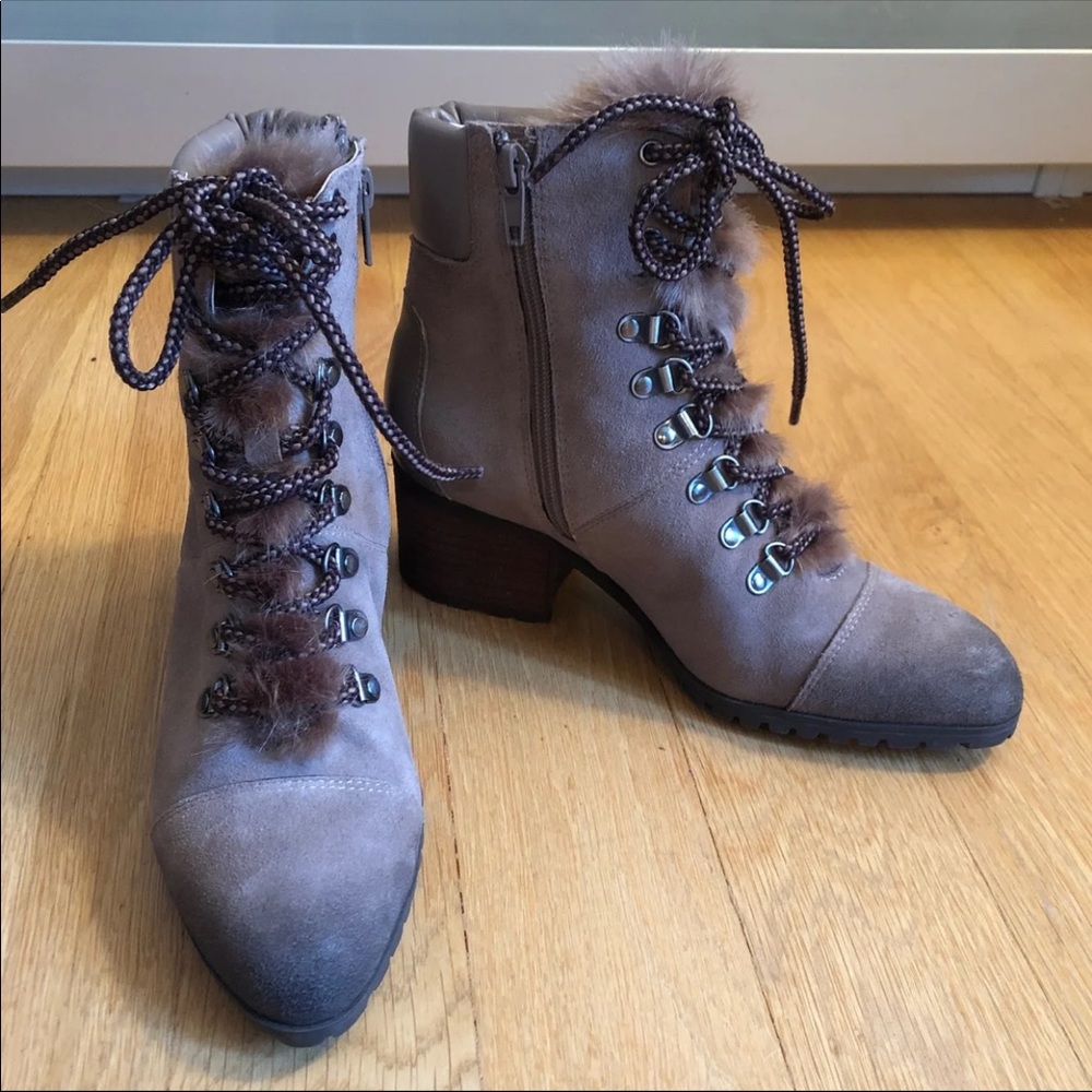 NWOT suede lace up booties - Taupe - Picture 6 of 8